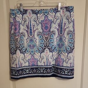 Talbot's Paisley Midi Print Skirt - Blue and Purple